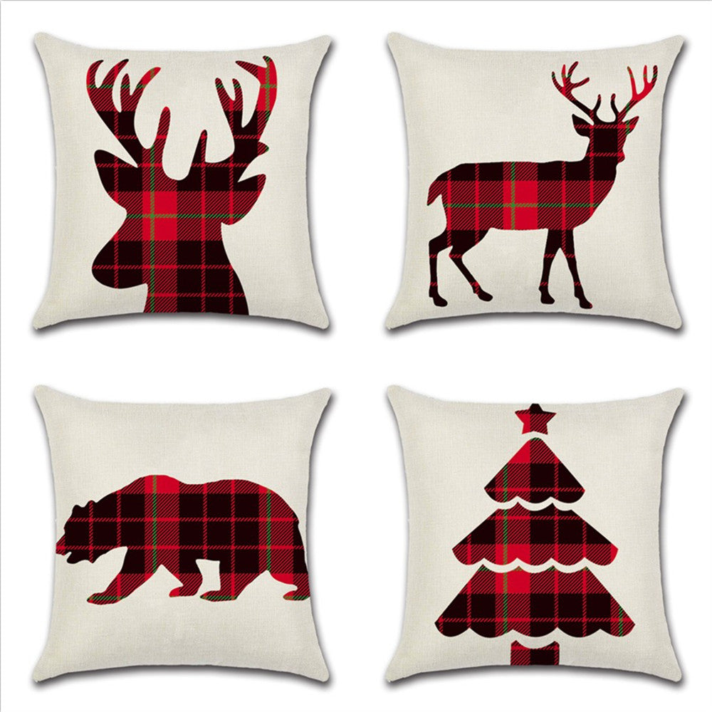 Red and Black Buffalo Plaid Christmas Decor Throw Pillow Cover