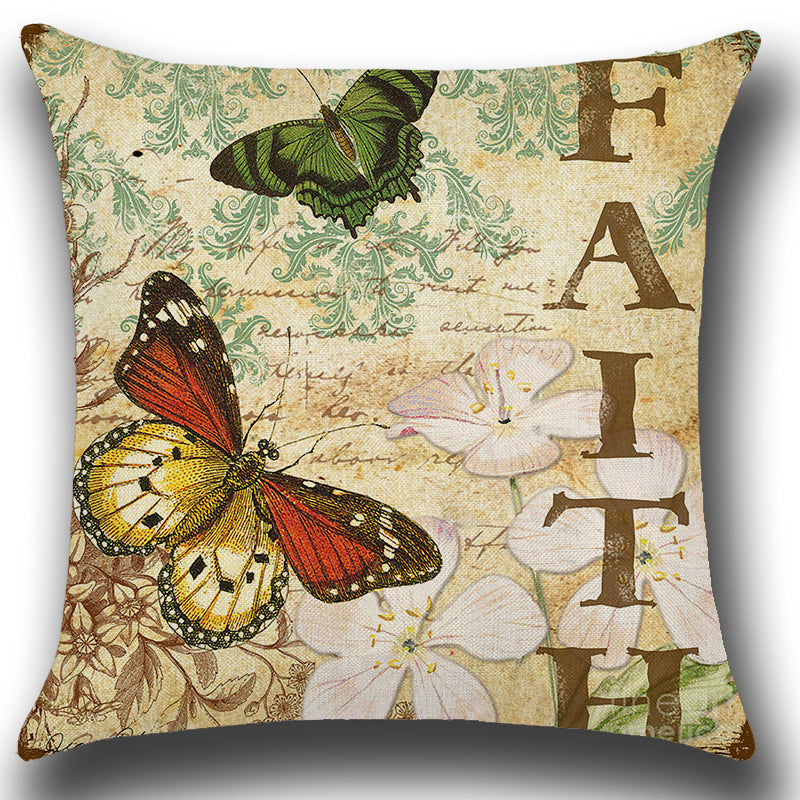 Retro Butterfly with Fate Quote Throw Pillow Cover