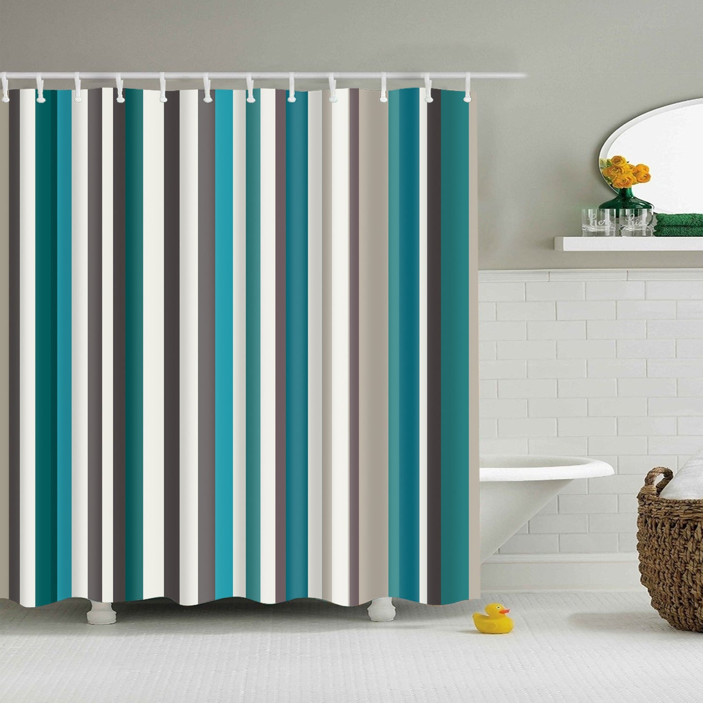 Retro Seamless Blue Stripes Shower Curtain