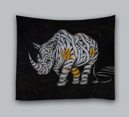 Rhinoceros with Bandages Art Design Tapestry