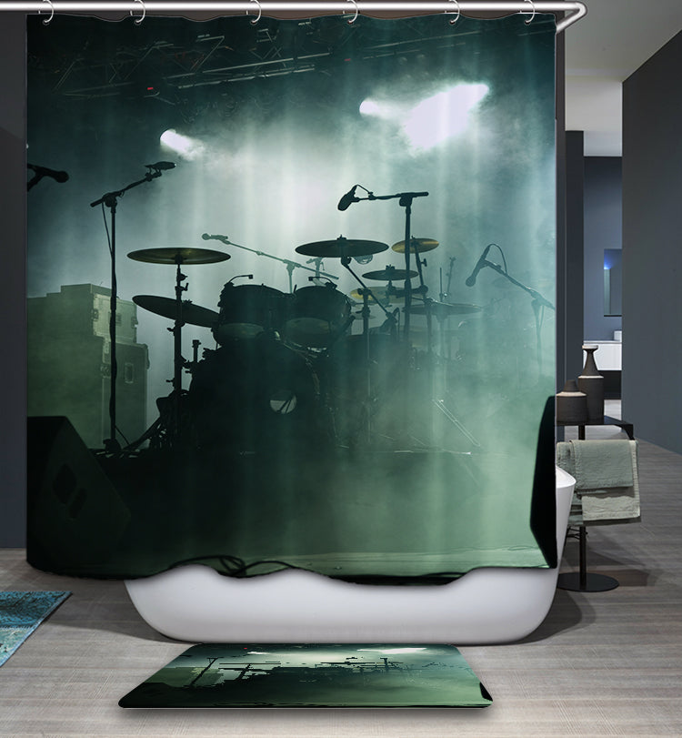 Rock n Roll Realistic Drum Shower Curtain Bathroom Decor