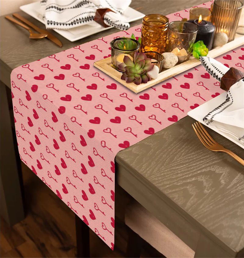 Romantic Heart Key Table Runner