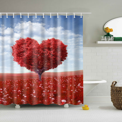 Romantic Heart Shaped Tree Shower Curtain | GoJeek