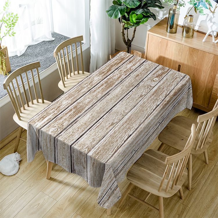 Rustic Wooden Tablecloth White Wood Look Rectangle Table Cover