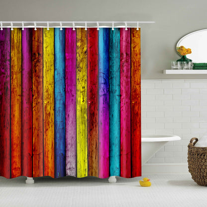 Rustic Old Colorful Wood Door Shower Curtain