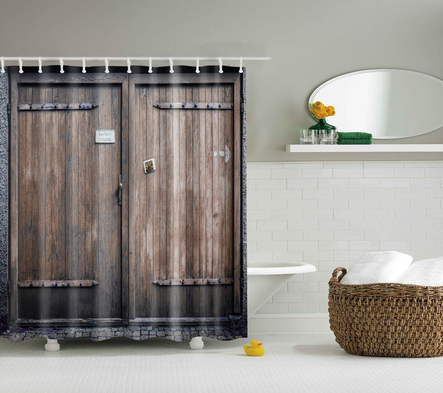 Rustic Weathered Barn Door Shower Curtain