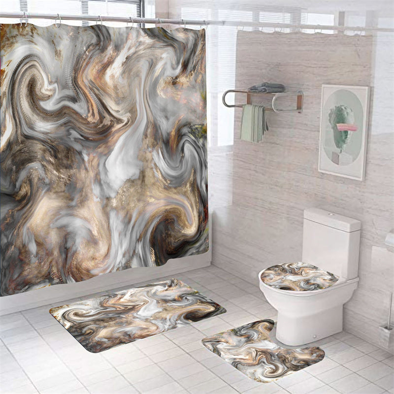 Mottled with Spotty Marble Shower Curtain Set - 4 Pcs