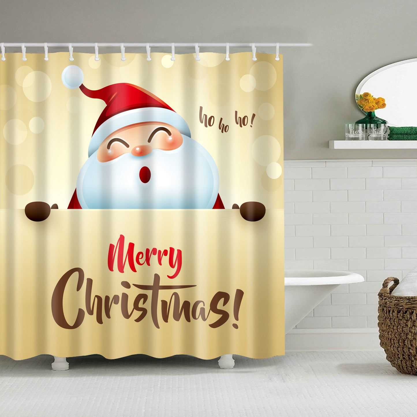Santa Claus Singing Merry Christmas Shower Curtain