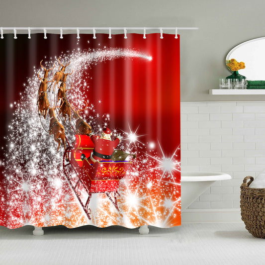 Santa Riding Sleigh Through The Star Shower Curtain