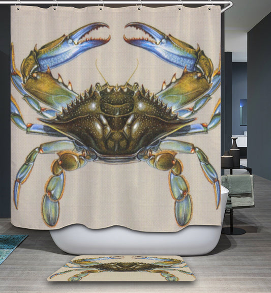 Scientific Blue Crab Shower Curtain | GoJeek