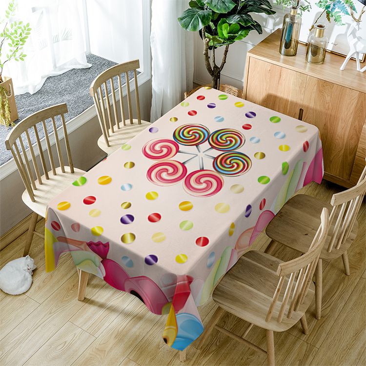 Seamless Rainbow Blast Lollipops Rectangle Table Cover