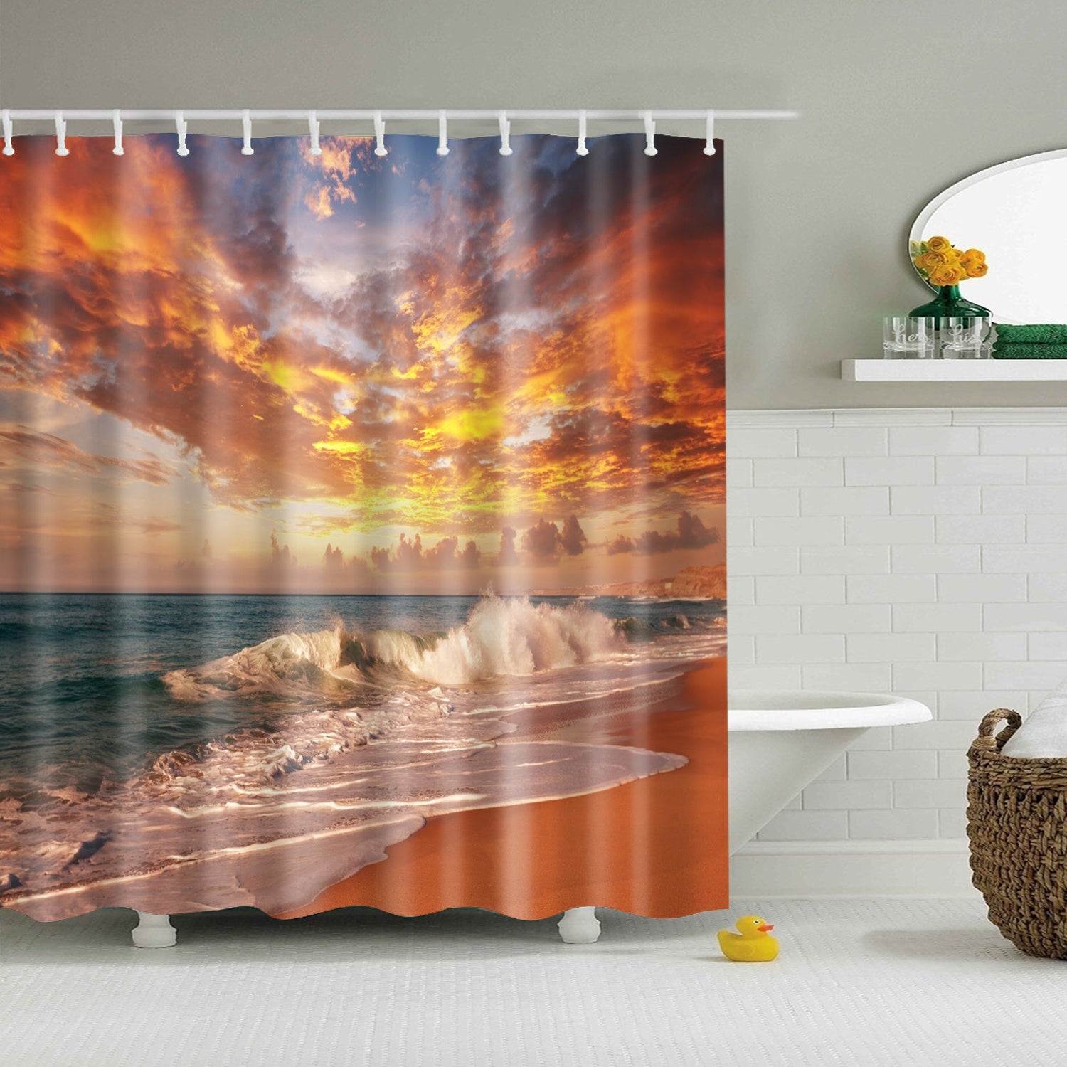 Seaside Sunset Sky Coastal Shower Curtain