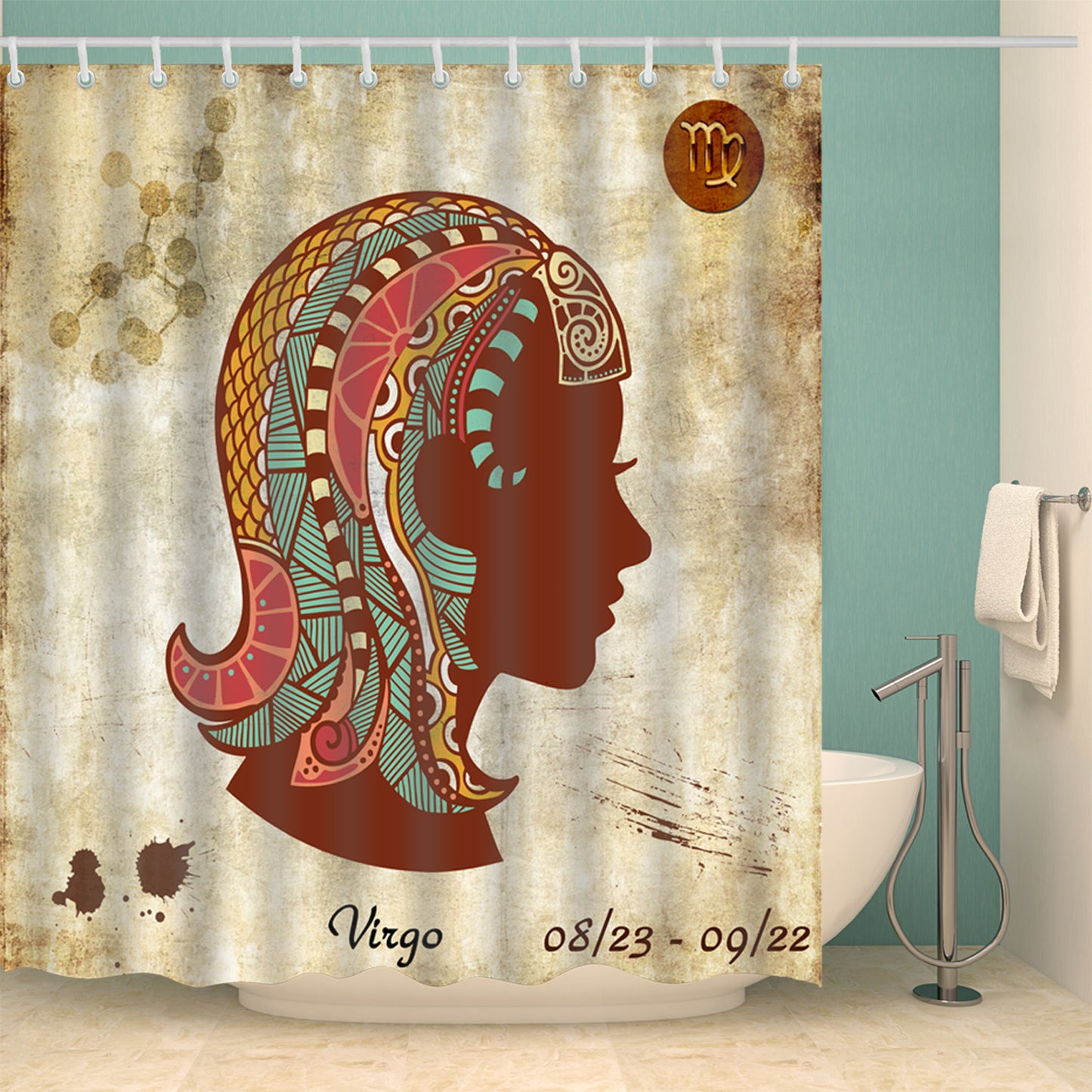 Sign Constellation Zodiac Symbol Virgo Shower Curtain