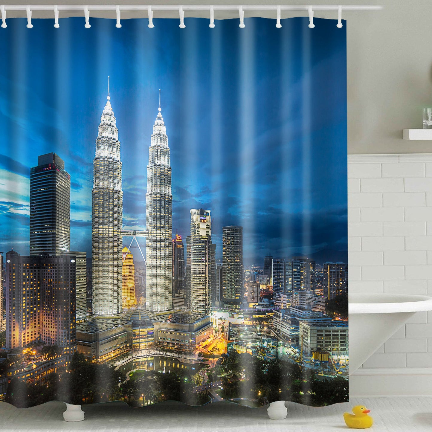 Skyline Building Cityscape Shower Curtain | GoJeek