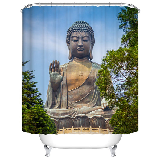 Solemnly Big Buddha Shower Curtain Tian Tan Buddha