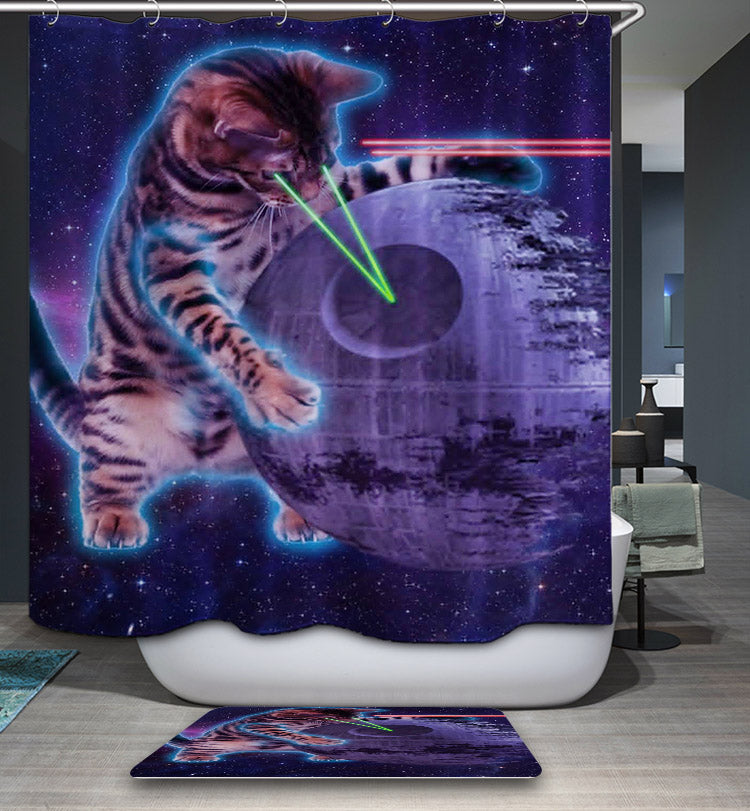 Space Cats with Lasers Shower Curtain