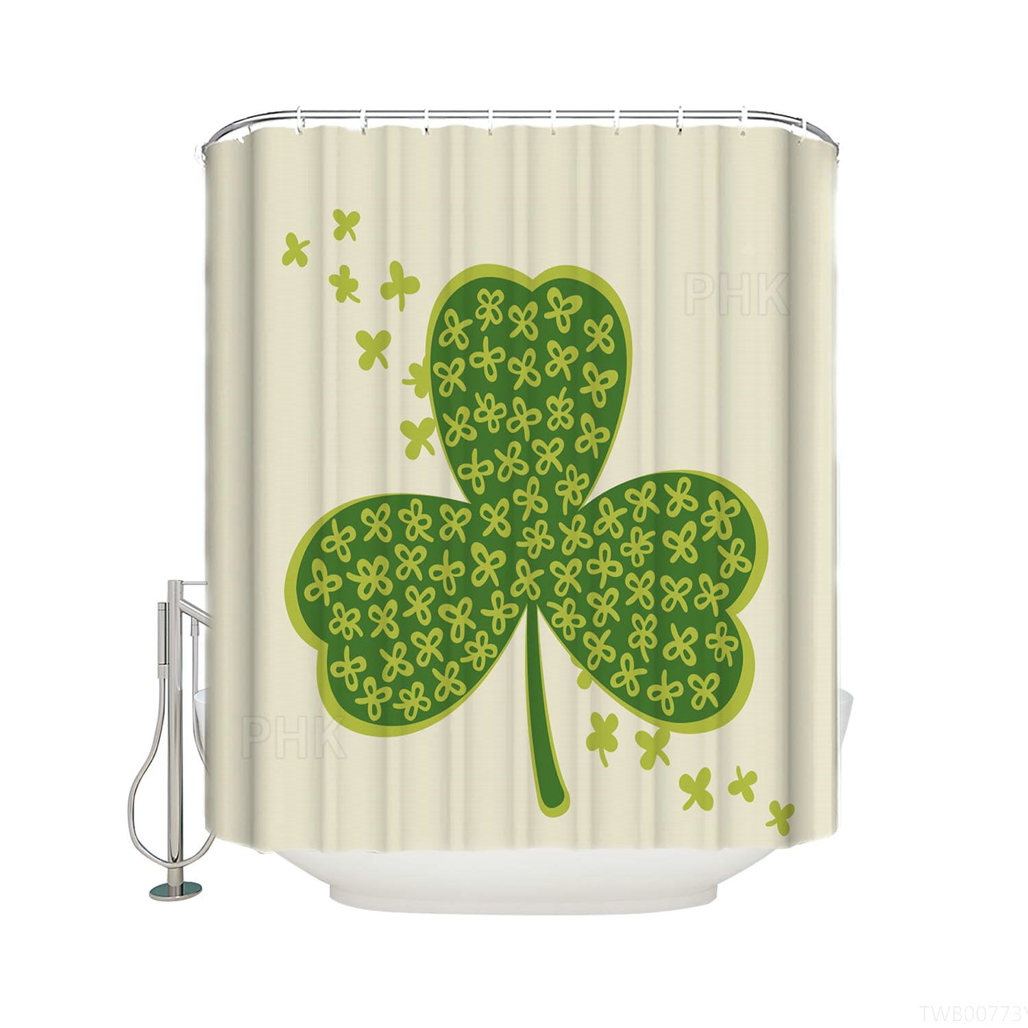 Spring Green Clover Leaves St. Patrick's Shamrock Shower Curtain