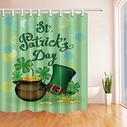 St. Patrick's Day Shower Curtain Green Bath Decor | GoJeek