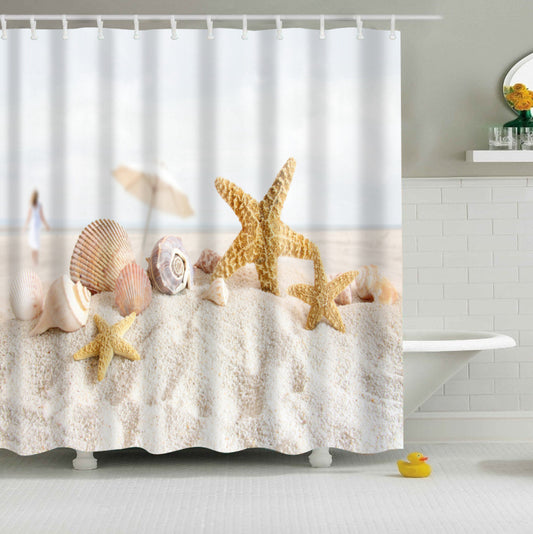 Starfish and Seashell on the Coastal Beach Shower Curtains | GoJeek
