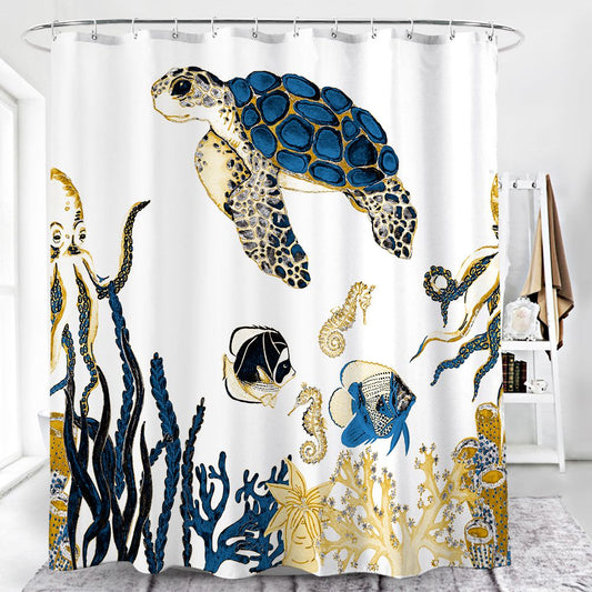 Summer Exotic Blue Sea Turtle Shower Curtain