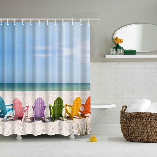 Summer Beach Colorful Chairs Shower Curtain | GoJeek