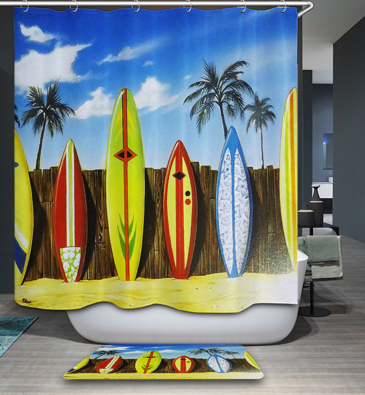 Summer Colorful Surfboard Shower Curtain