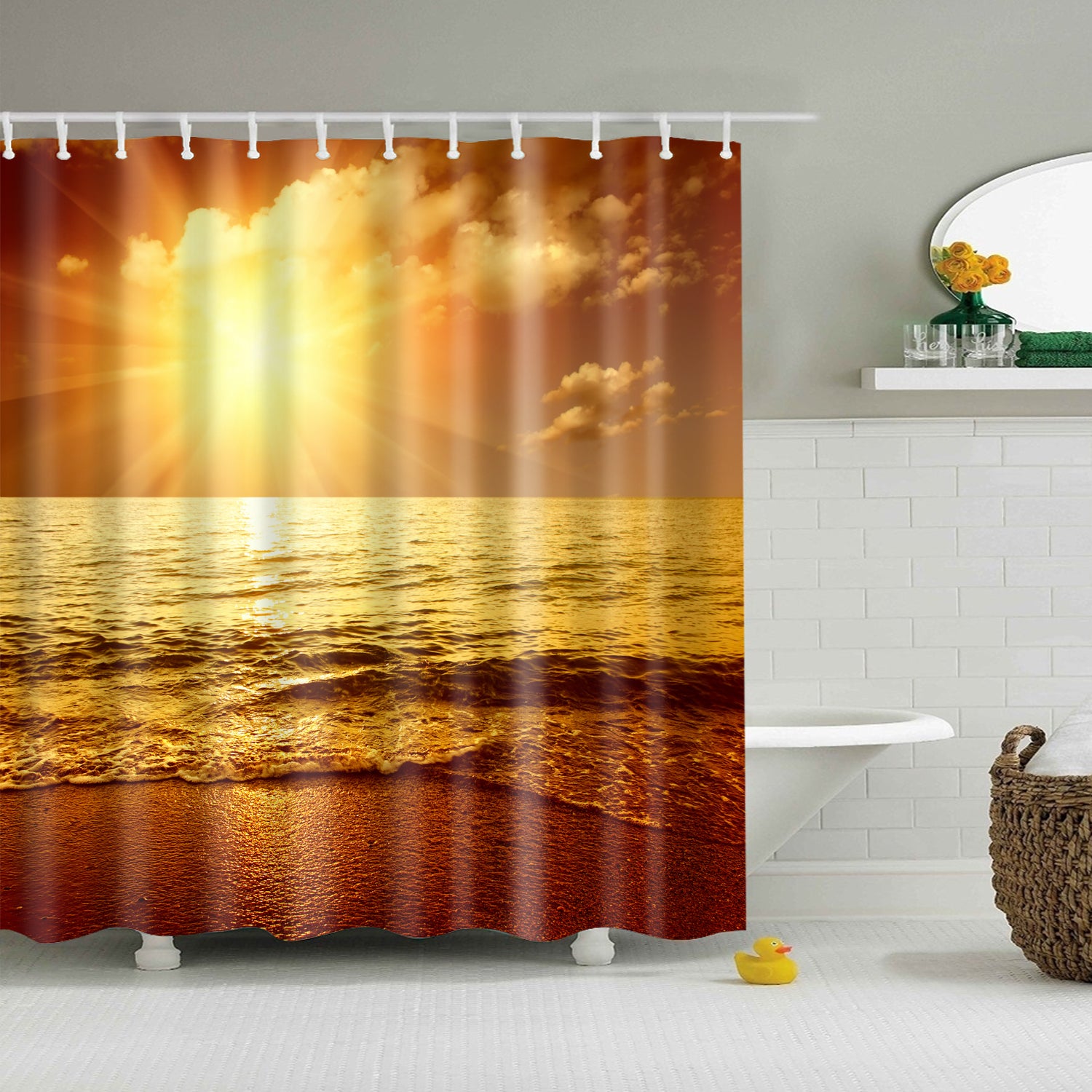 Sunset Breathtaking Beach View Shower Curtain