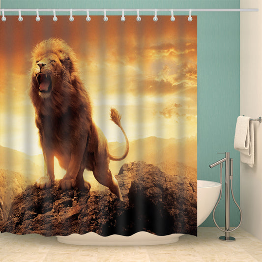 Sunset Roaling Animal Lion Shower Curtain