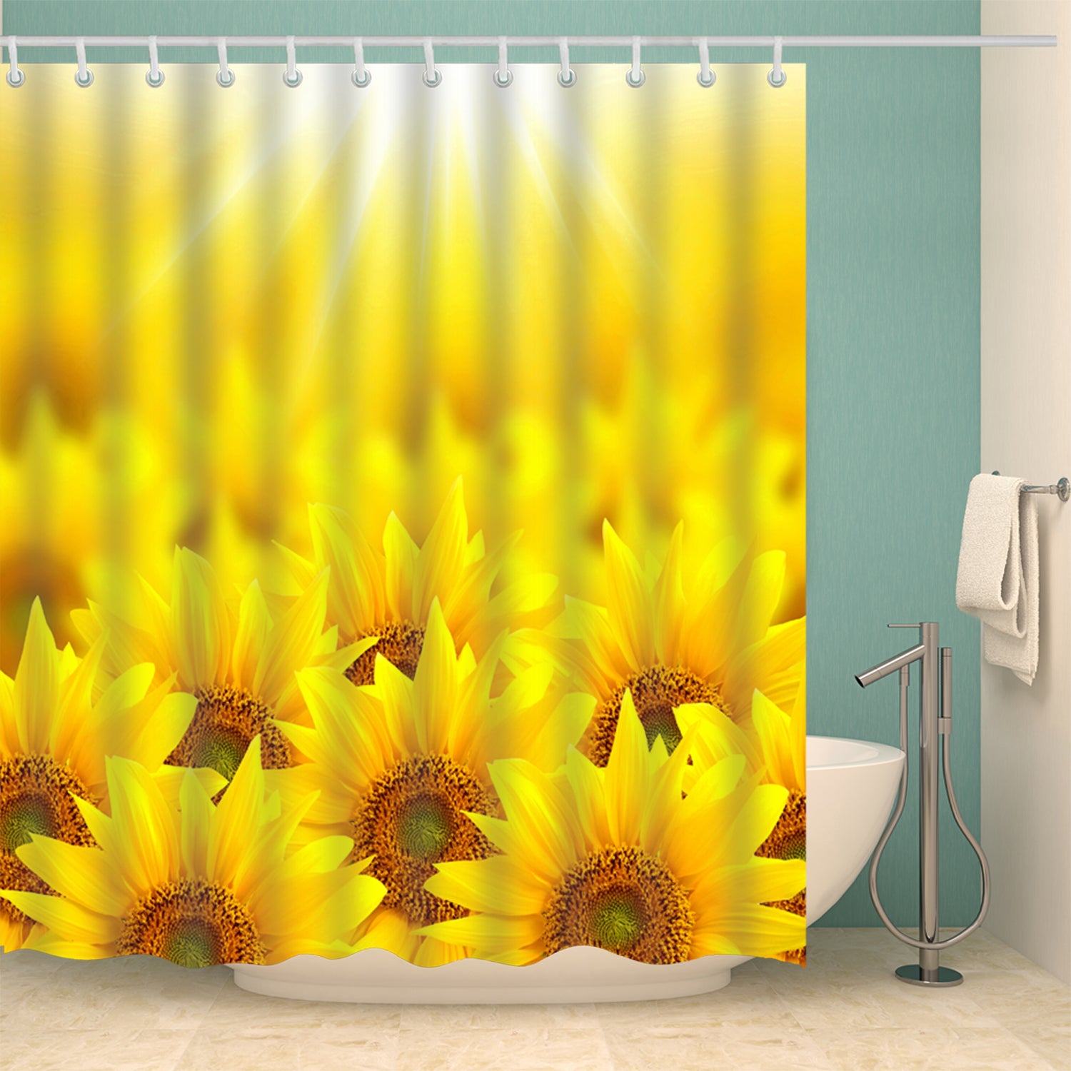 Sunshine Sunflower Field Nature Painting Shower Curtain