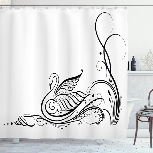 Music Note Swan Shower Curtain