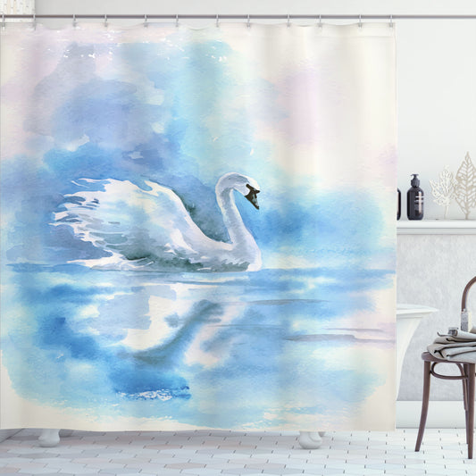 Beauty Swan in River Shower Curtain