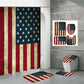 Vintage Rustic 4th of July American Flag Shower Curtain Set - 4 Pcs