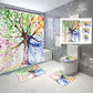 Colorful Watercolors Four Seasons Tree Shower Curtain Set - 4 Pcs