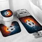Ice and Fire Football Sports Soccer Shower Curtain Set - 4 Pcs