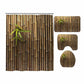 Bamboo Wall Print Shower Curtain Set - 4Pcs