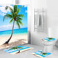 Blue Sky Island Leaf Palm Tree Shower Curtain Set - 4 Pcs