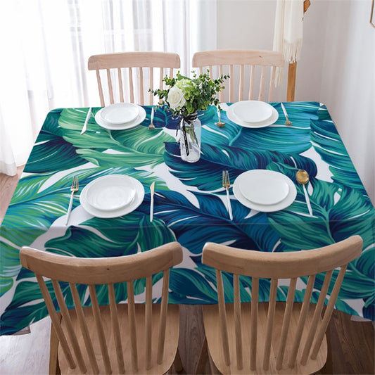 Tropical Jungle Exotic Dark Green Palm Tree Leaf Tablecloth Hawaiian Rectangle Table Cover