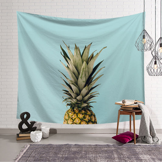 Teal Backdrop Yellow Pineapple Tapestry
