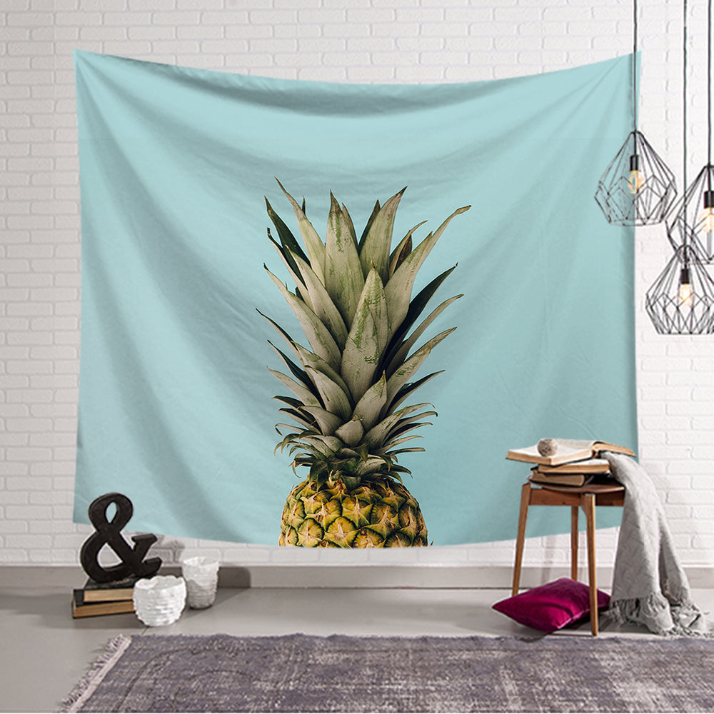 Teal Backdrop Yellow Pineapple Tapestry Wall Hangings GoJeek