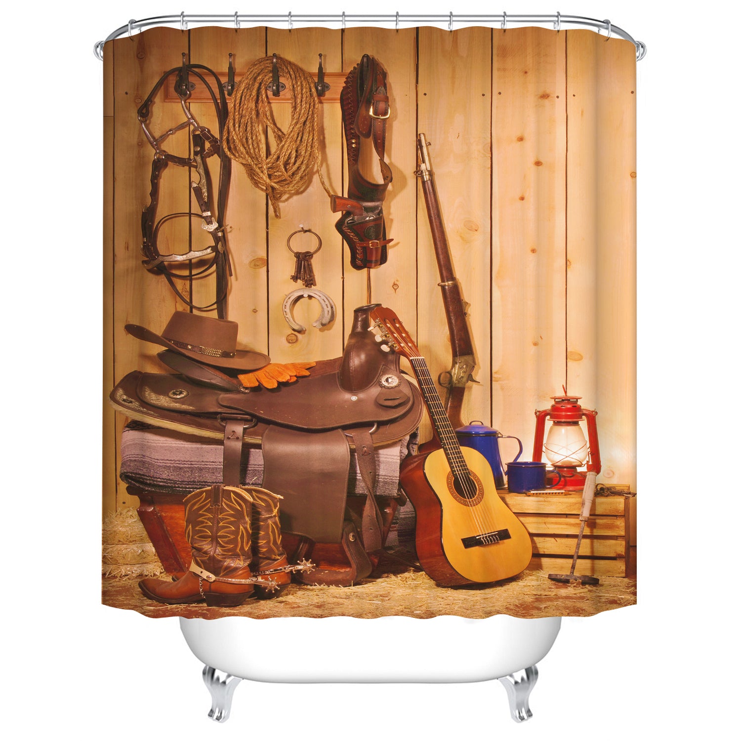 Texas Style Cowboy Rodeo Ranch Gear Western Themed Shower Curtain