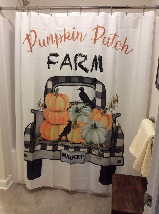 Thanksgiving Harvest Vegetable Farmhouse Truck Shower Curtain