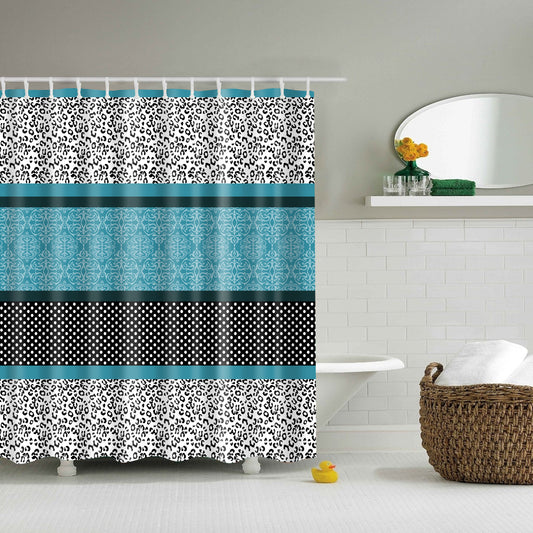 Trendy Leopard Pattern Brown and Teal Shower Curtain