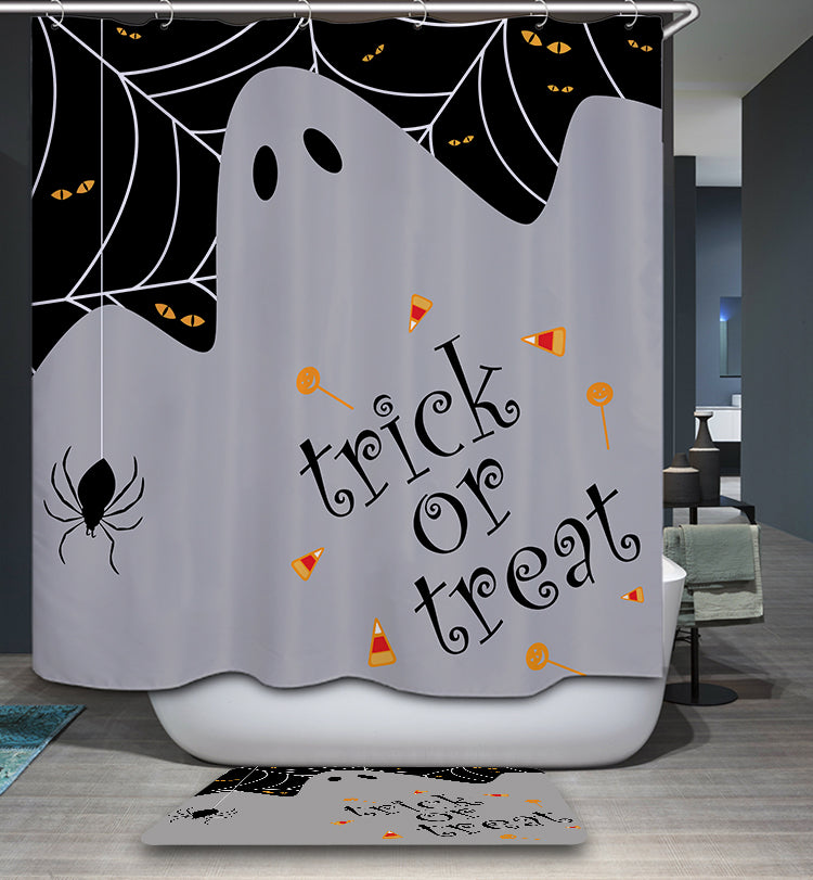 Trick or Treat Ghost Spiders Halloween Shower Curtain