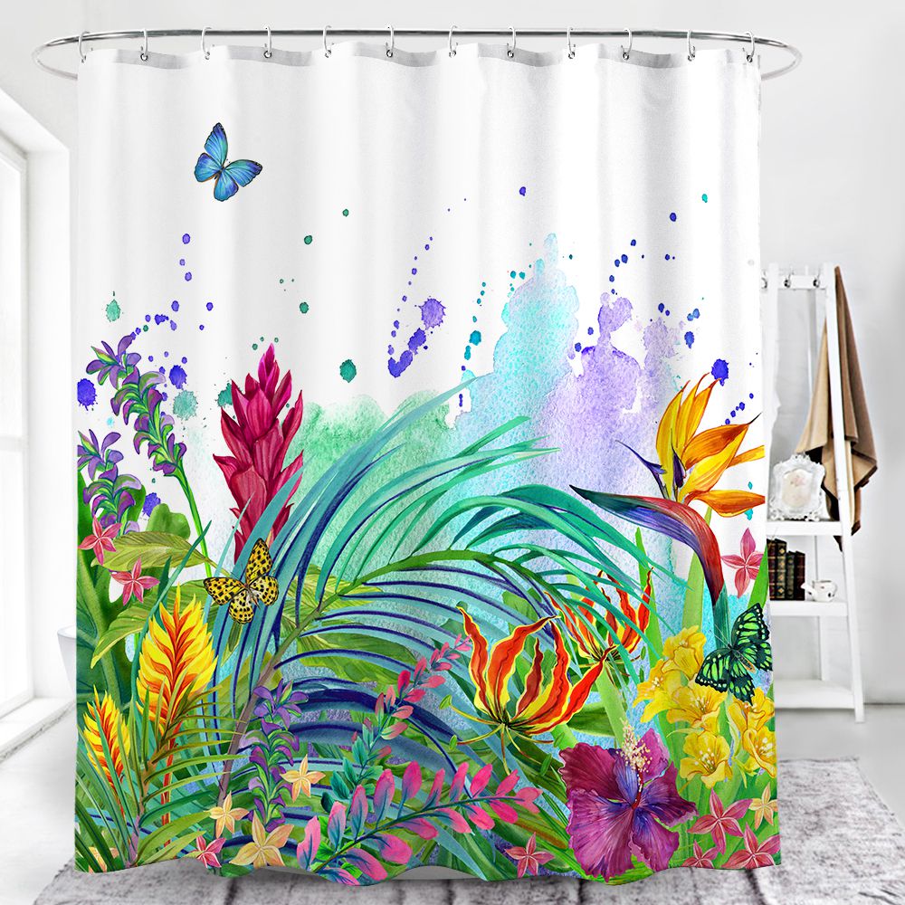Tropical Summer Floral Shower Curtain