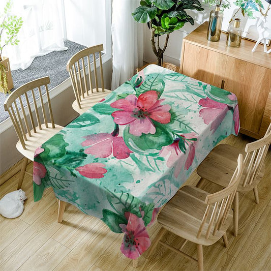 Tropical Hibiscus Red Flowers Rectangle Table Cover