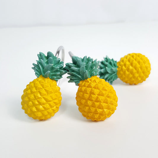 Tropical 12pcs Rings Yellow Pineapple Shower Curtain Hooks