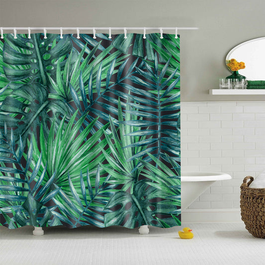 Tropical Banana Leaf Shower Curtain Nature Green Bathroom Decoration | GoJeek