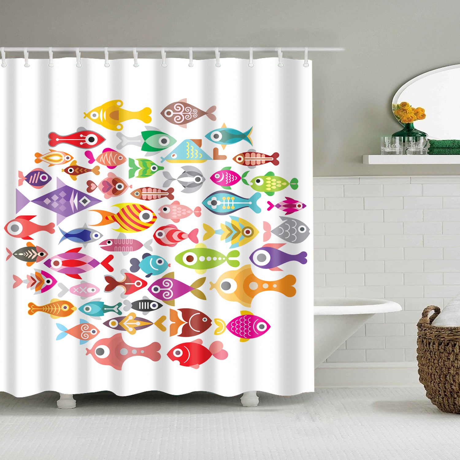 Tropical Cartoon Kids Fish Shower Curtain