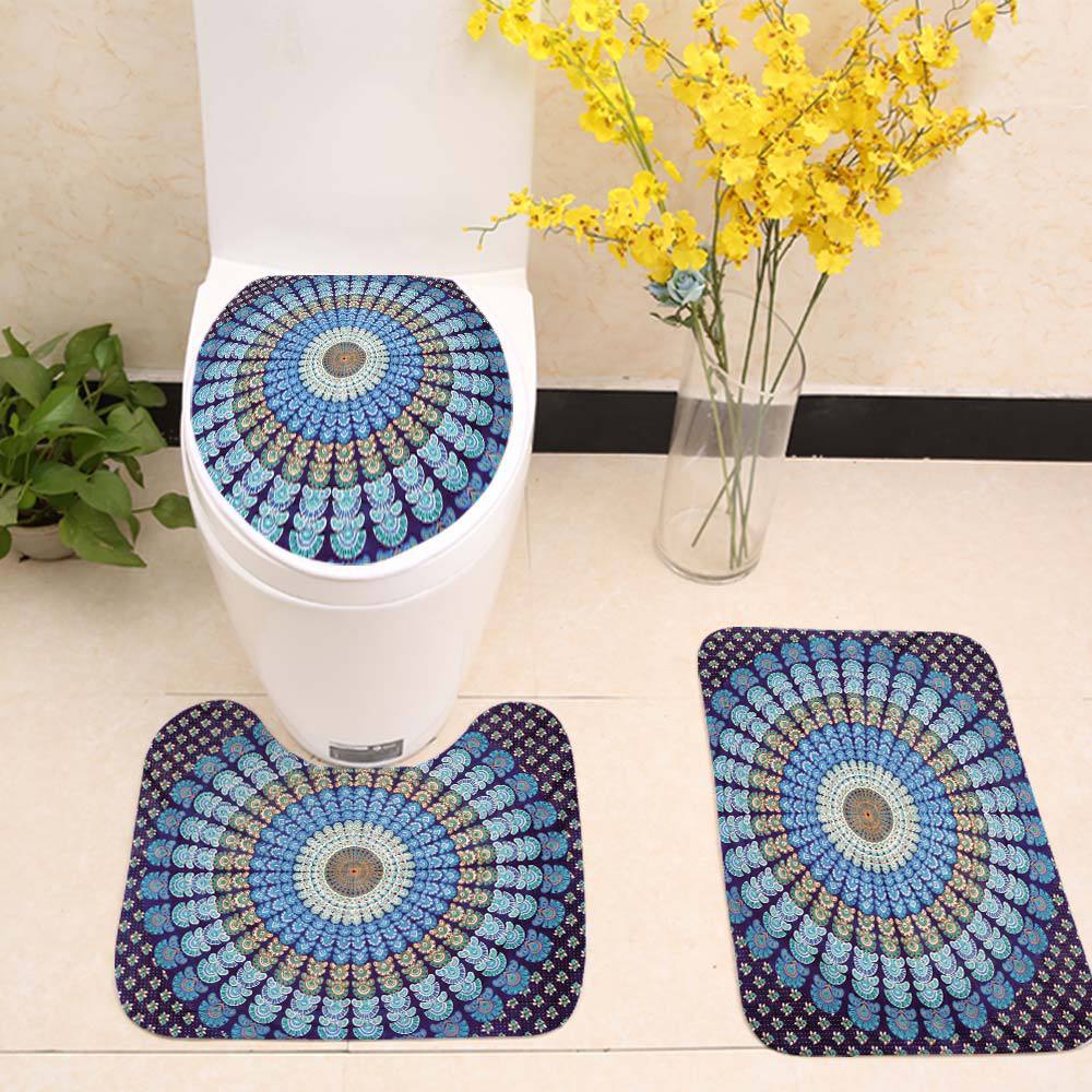Turquoise Mandala Feather Toilet Seat Cover