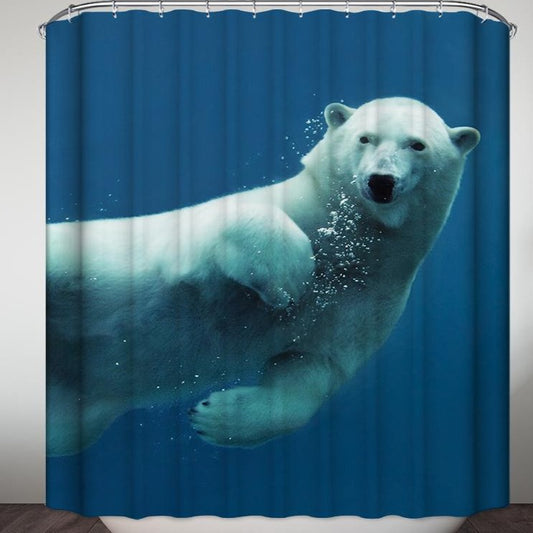 Undersea White Polar Bear Shower Curtain